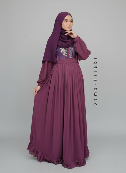Floral Body Bottom Frill Abaya Design 1
