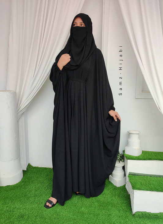 Elegant Plated Butterfly Abaya_Black