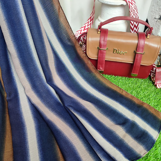 Multi Striped Morrocon Lawn Hijab _ Blue Mustard
