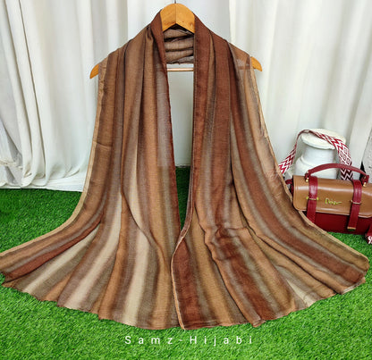 Multi Striped Morrocon Lawn Hijab _Multi Brown