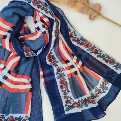Check_ Grid Morrocon Hijab_Navy Blue
