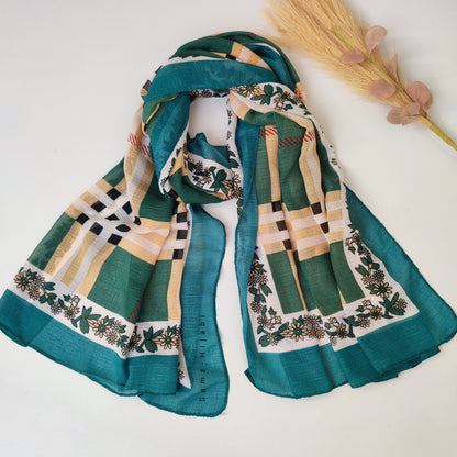 Check_ Grid Morrocon Hijab_ Sea_green