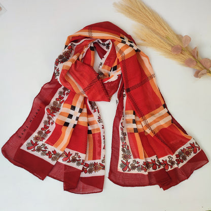 Check_ Grid Morrocon Hijab_ Red