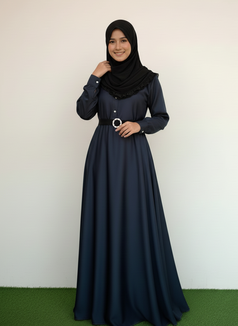 High Waist Umbrella Abaya Denim