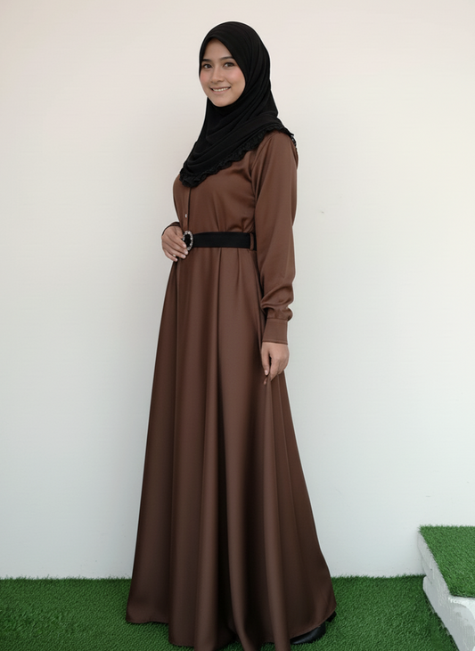 High Waist Umbrella Abaya Honey Brown