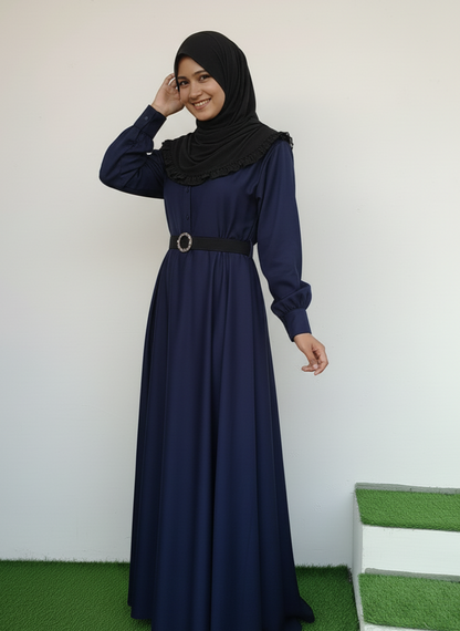 High Waist Umbrella Abaya Blue