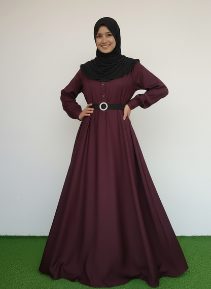 High Waist Umbrella Abaya Maroon