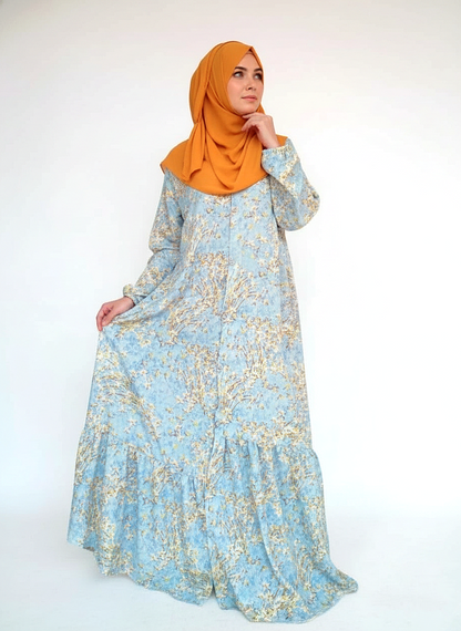 Floral Printed Abaya_Sky