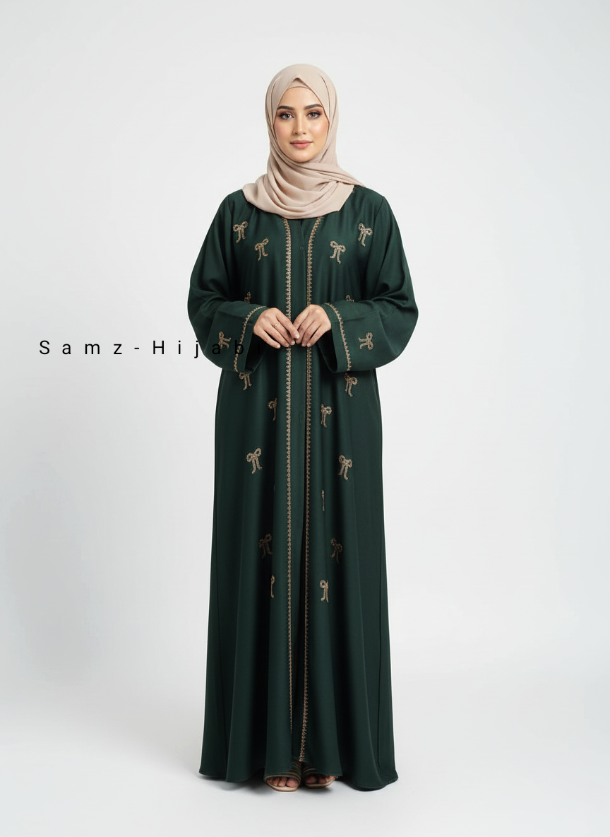 Festive Collection Abaya _ Dark Green