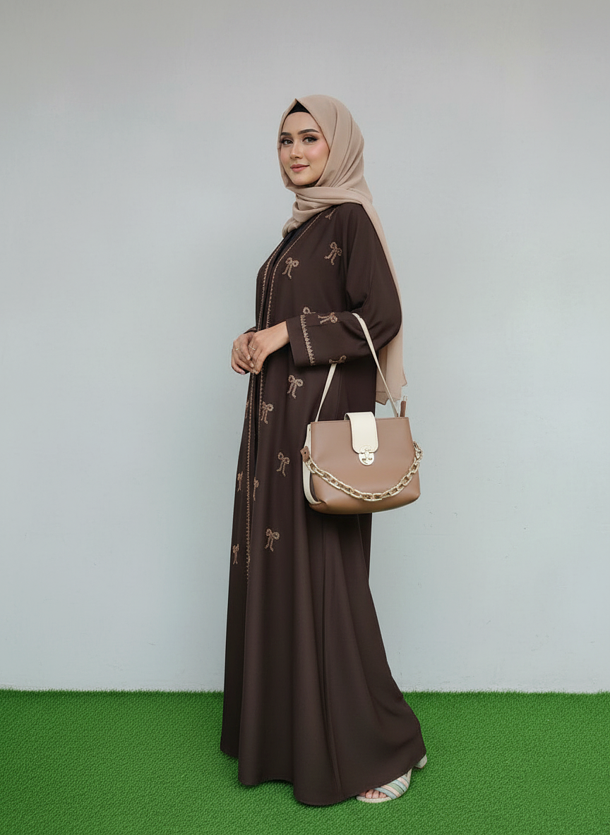 Festive Collection Abaya _ Dark Brown