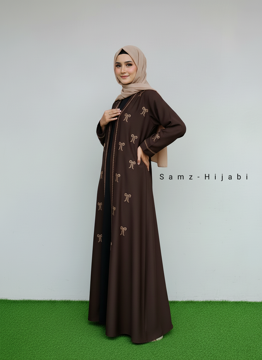 Festive Collection Abaya _ Dark Brown