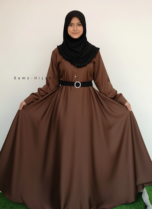 High Waist Umbrella Abaya Honey Brown