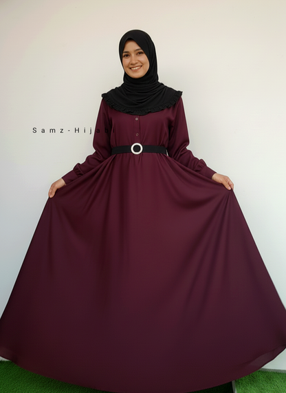 High Waist Umbrella Abaya Maroon