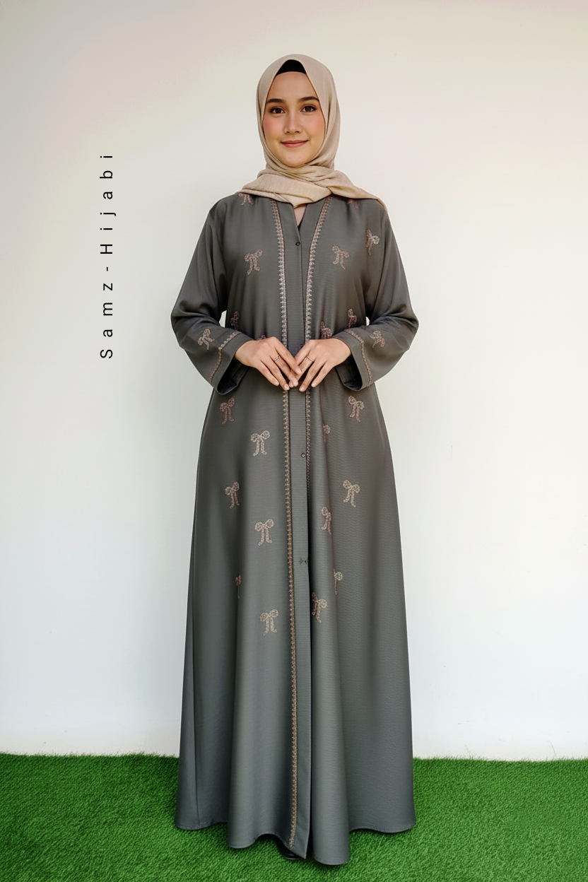 Festive Collection Abaya _ Light Grey