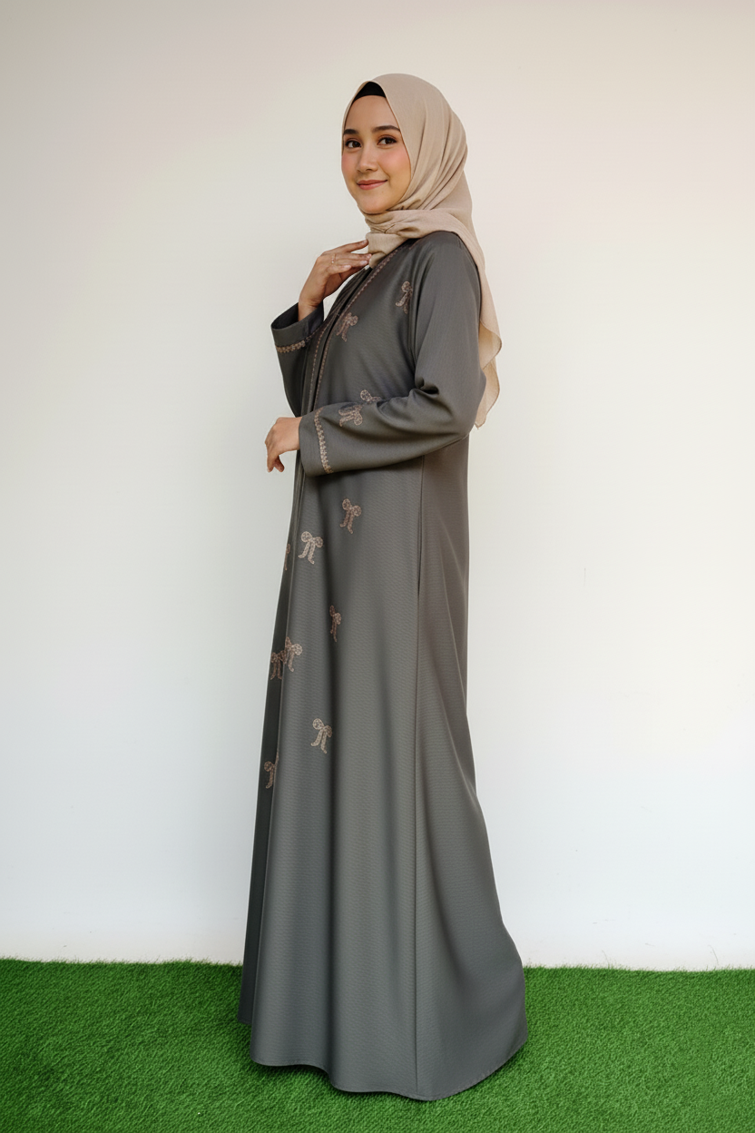 Festive Collection Abaya _ Light Grey