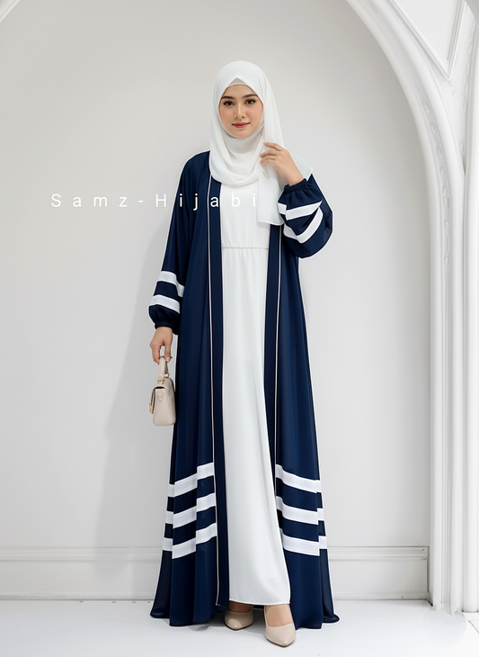 Designer Strap Abaya Emerald Blue
