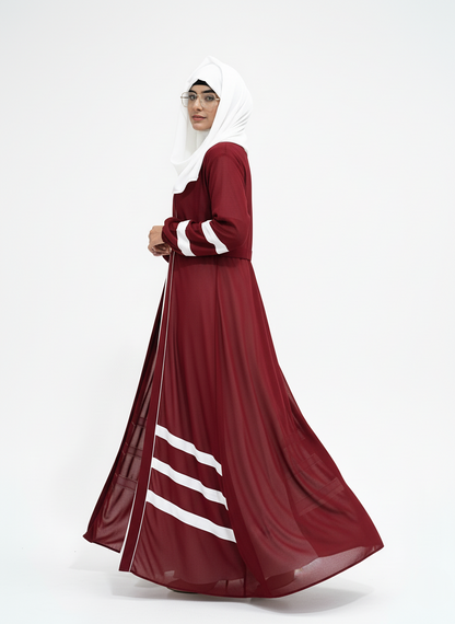 Designer Strap Abaya Cherry