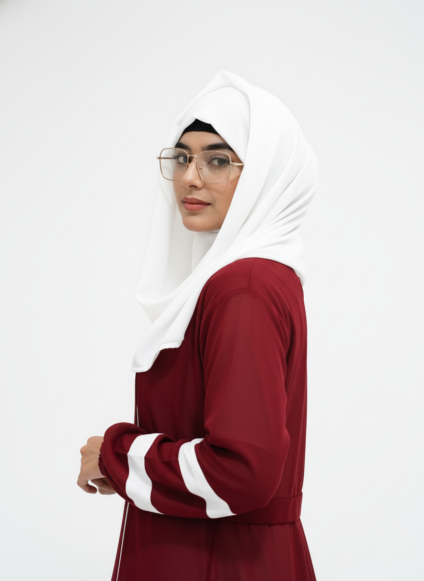 Designer Strap Abaya Cherry