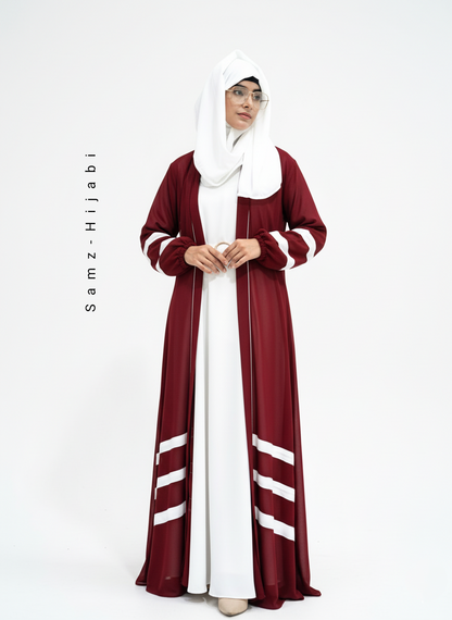 Designer Strap Abaya Cherry