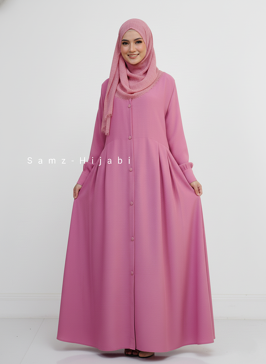 Zoom Nida Open Abaya -Pink