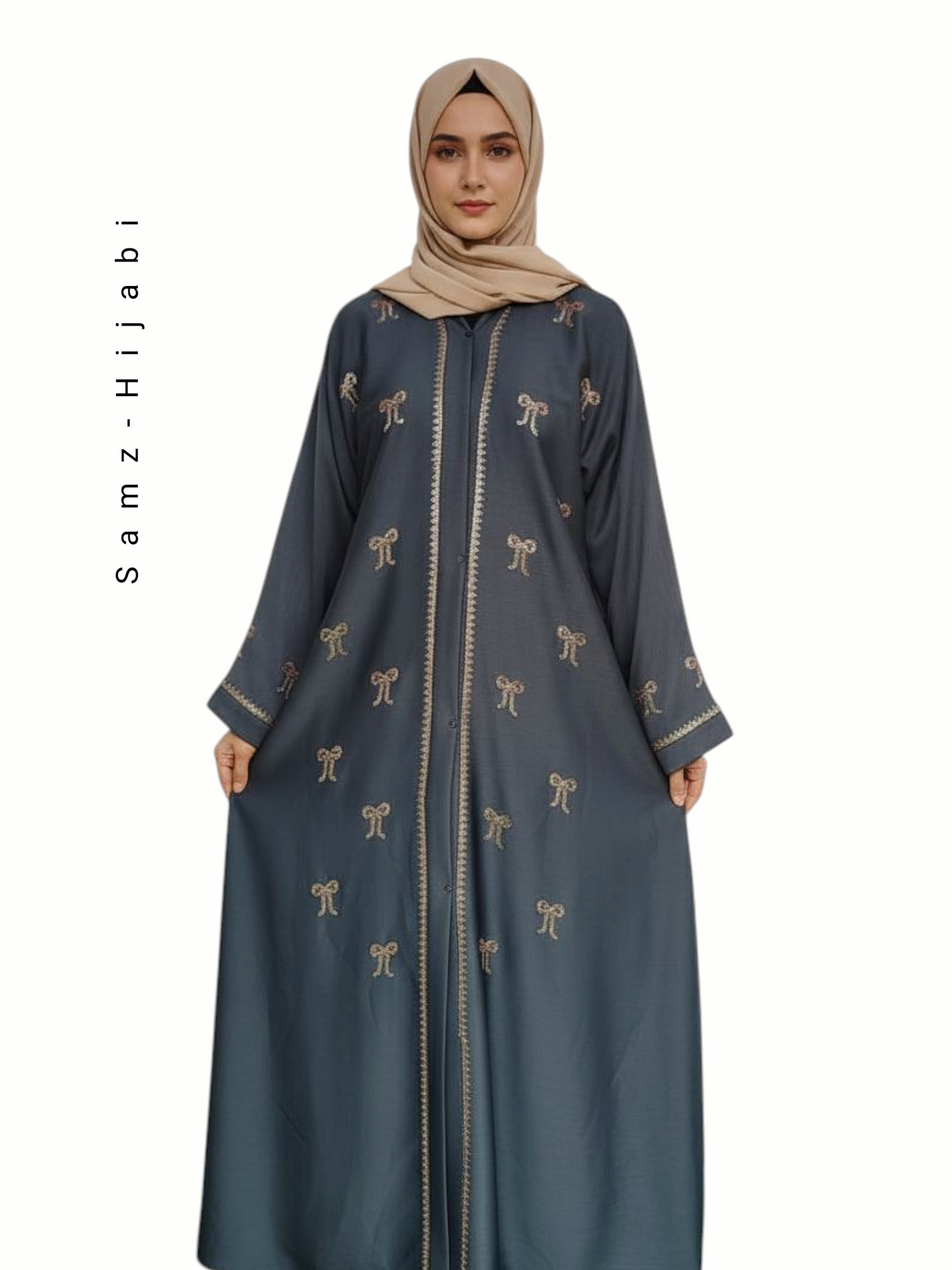 Festive Collection Abaya _Dark  Grey