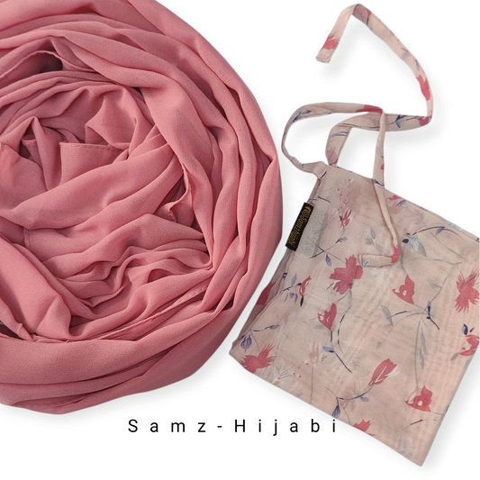 Printed naqab plain hijab set 16