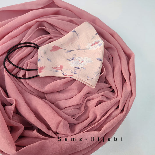 Printed Mask Naqab Plain Hijab