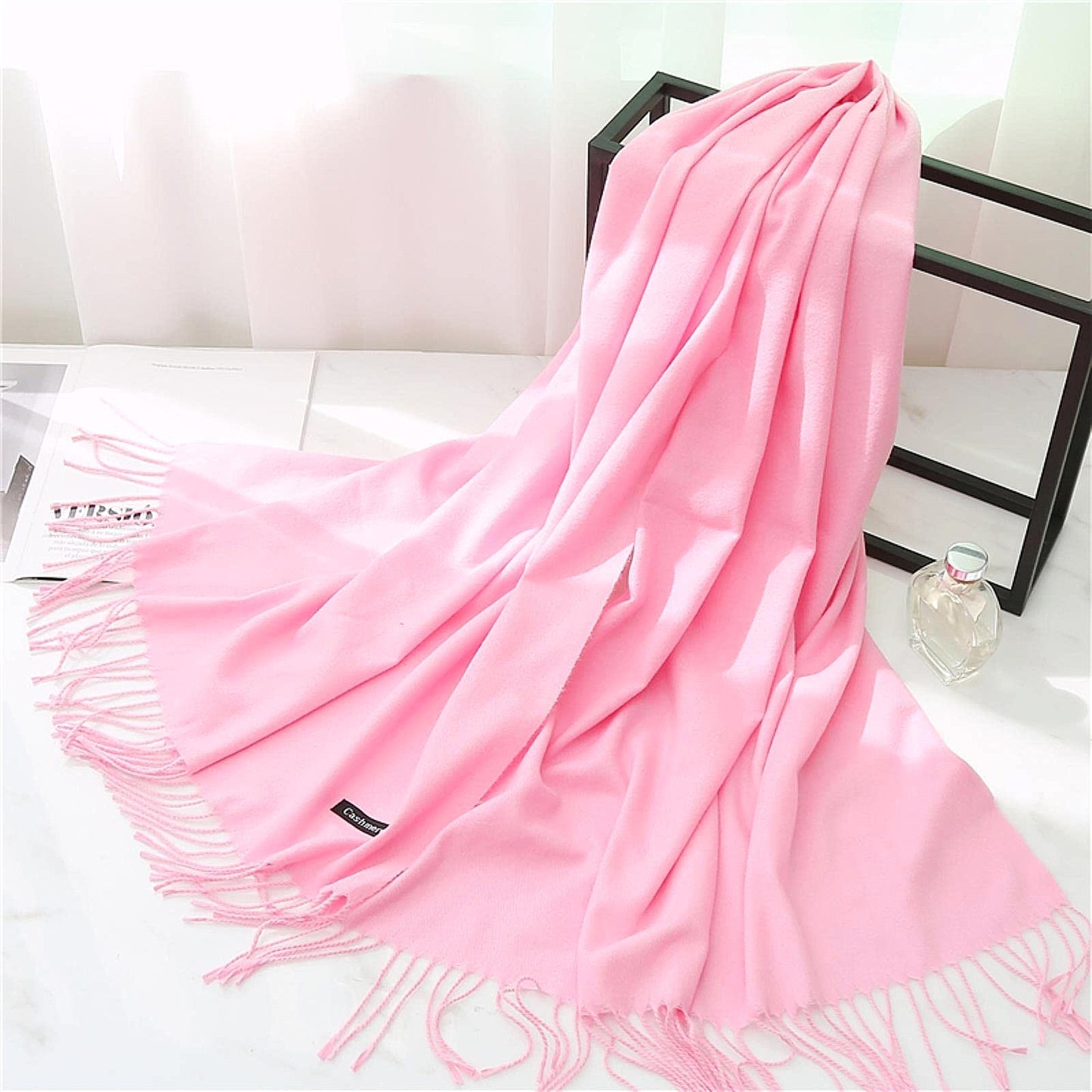 Cashmere wool Cut Shawl - Pink