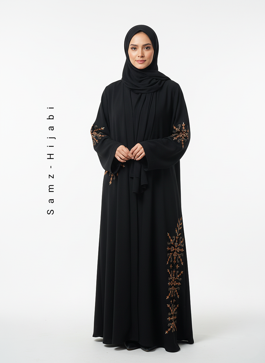 Leaf Art Embroidered Abaya