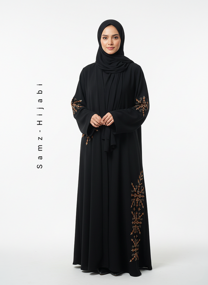 Leaf Art Embroidered Abaya