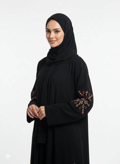 Leaf Art Embroidered Abaya