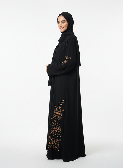 Leaf Art Embroidered Abaya