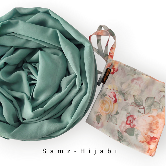 Printed Naqab Plain Hijab Set 41