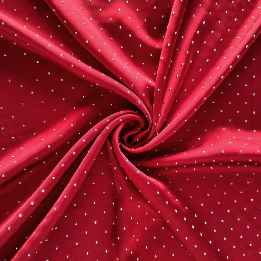 Stone Satin Silk Hijab Red