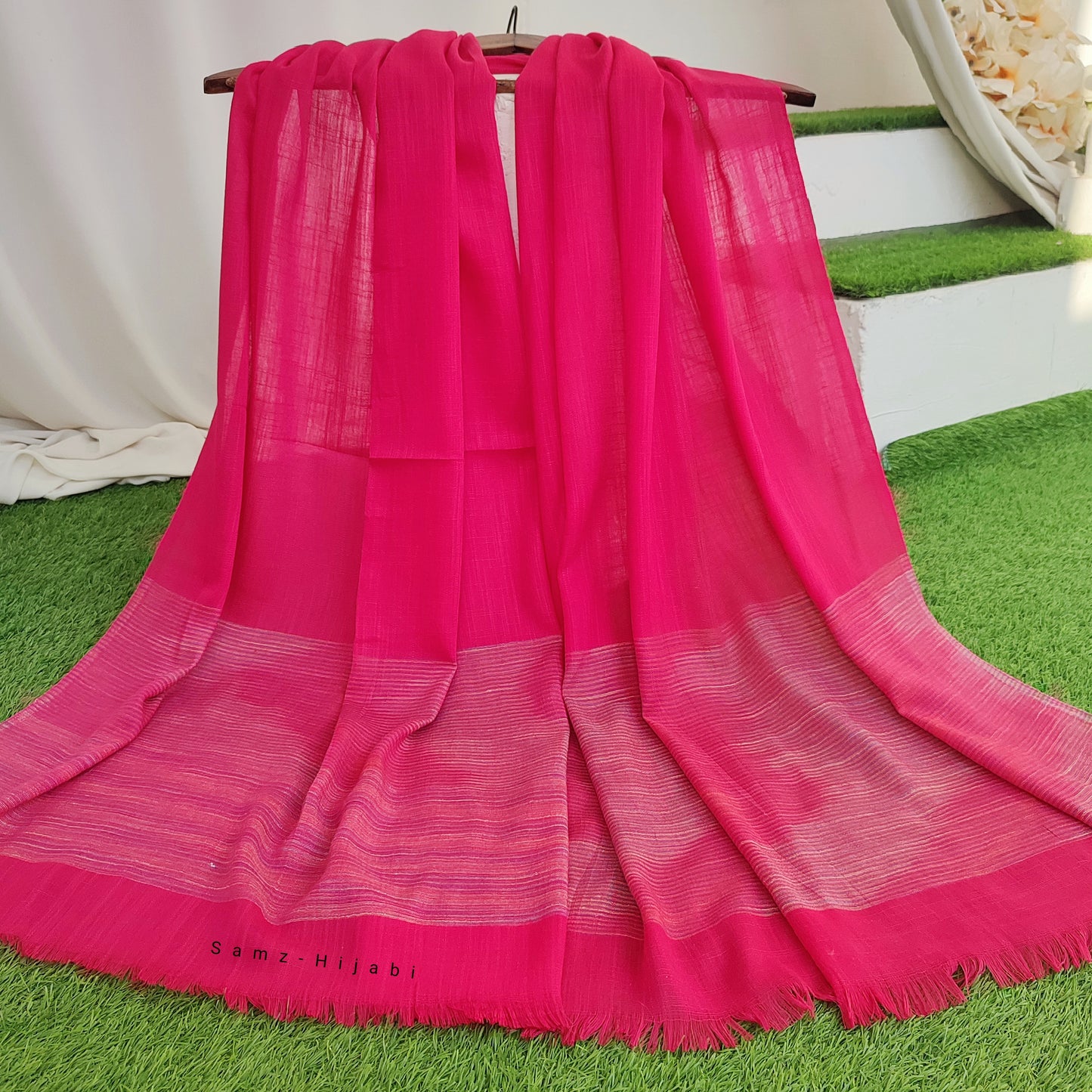 Turkish Thread Lawn Hijab Hot Pink