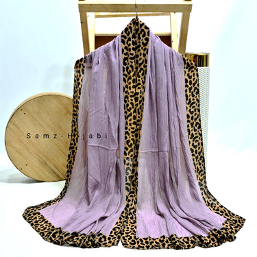 Cheetah - Crinkle Lawn  Hijab Lilac (Sale Offer)