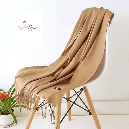 Cashmere wool Cut Shawl - Coffee