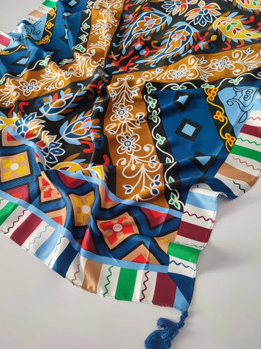Ethnic Viscose Hijab - Blue Multi