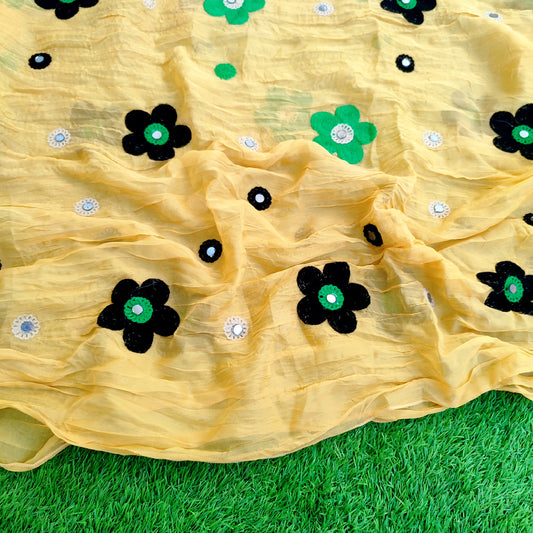 Crinkle chiffon Hijab Dupatta - Yellow