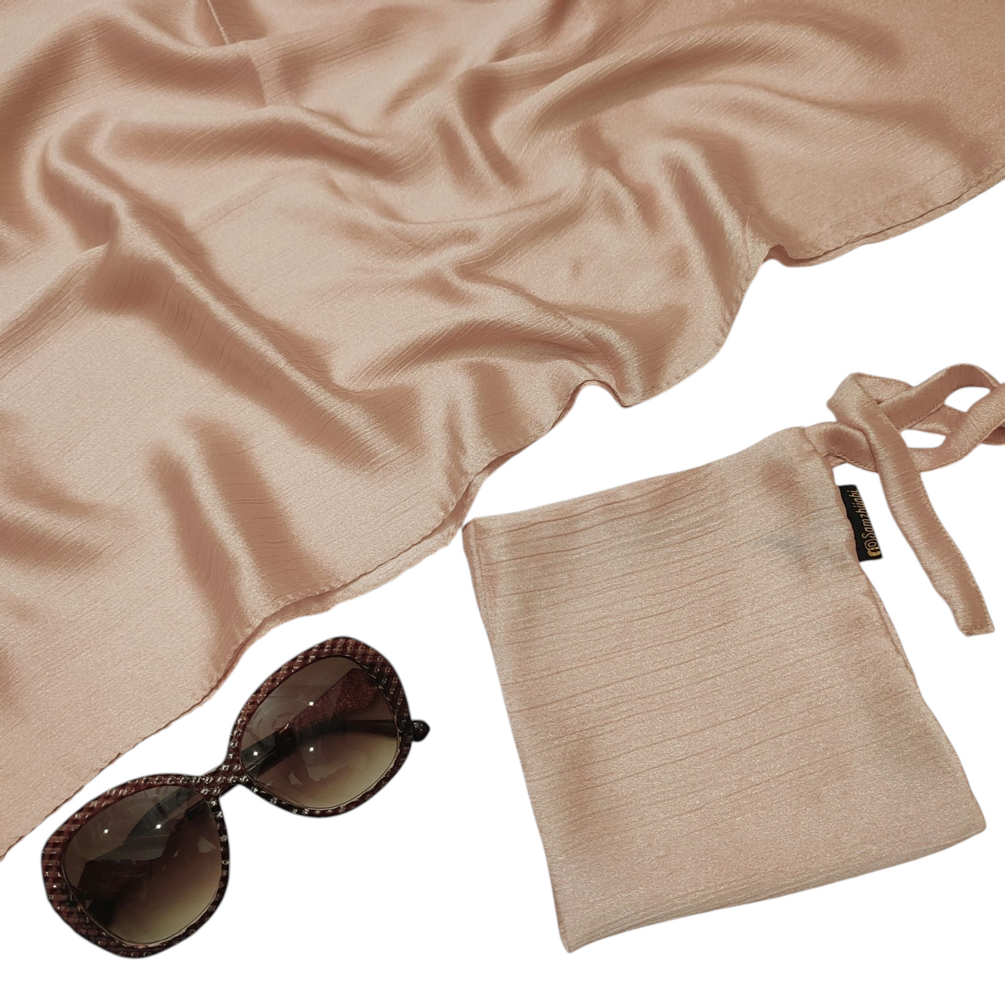 Crinkle Silk Hijab Naqab_Almond 1