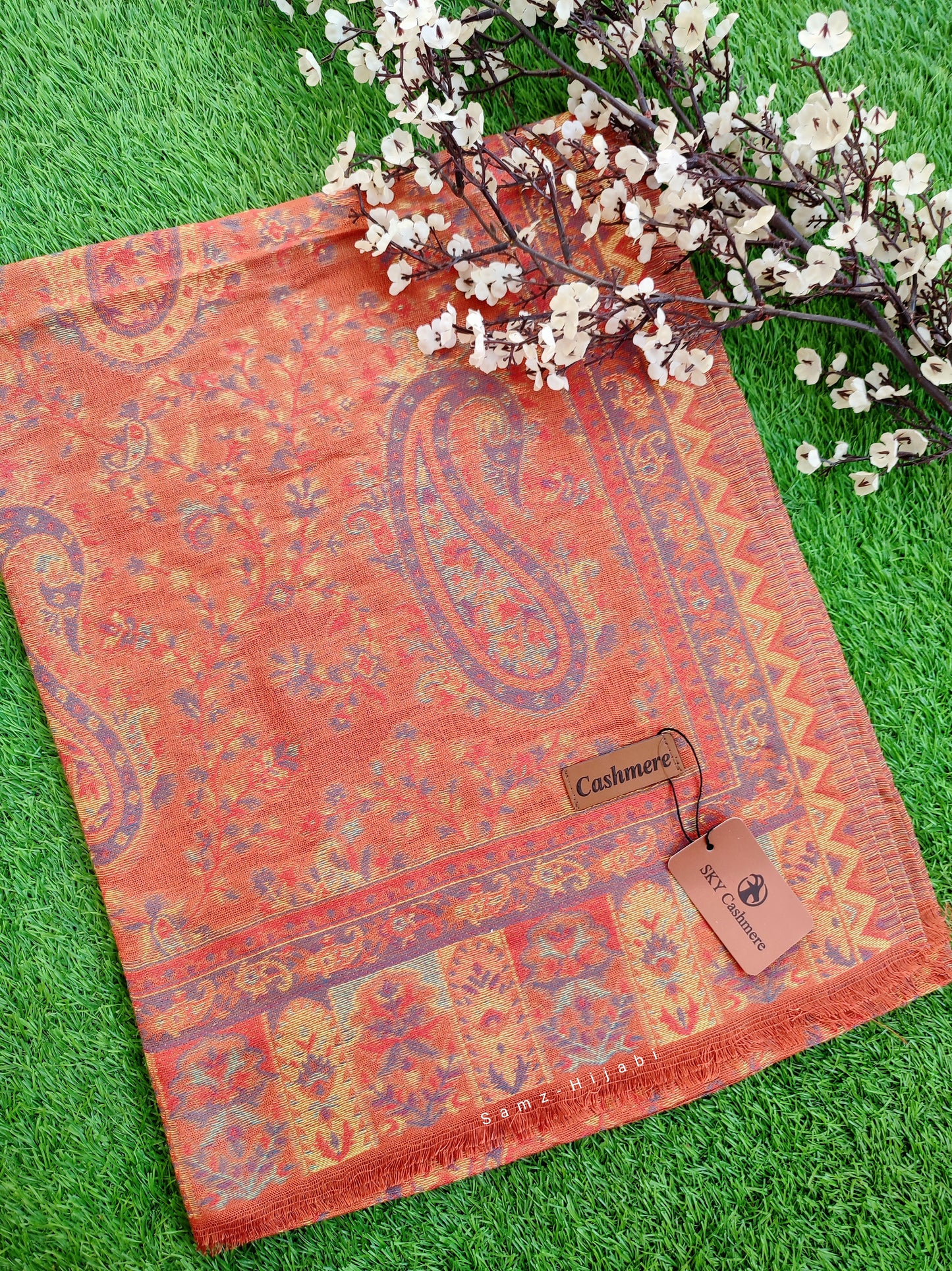 Khani Work Pashmina Vol (lV) Burnt Orange