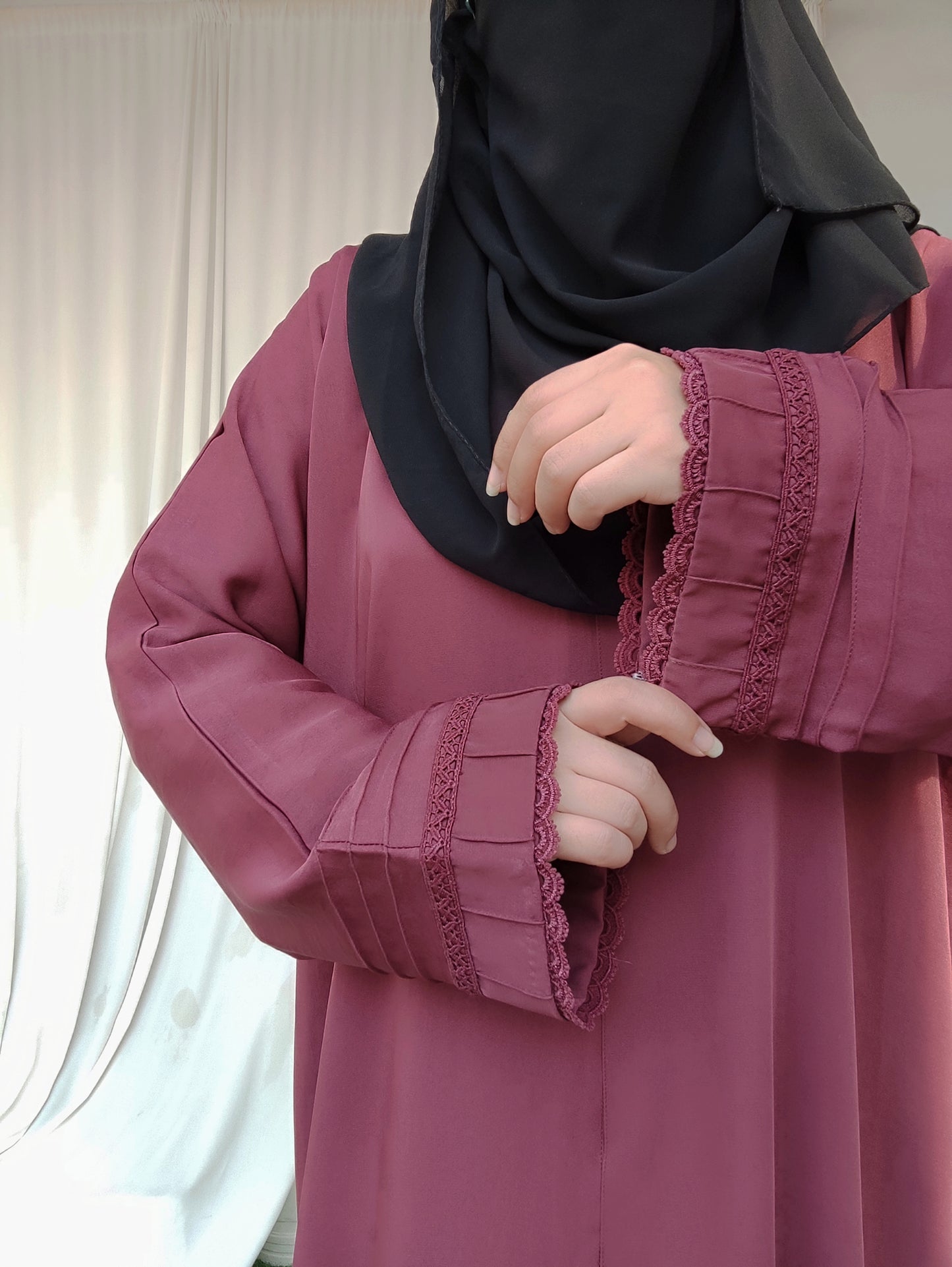 Anoshy Designer Abaya – Mauve Pink Korean Nida Elegance