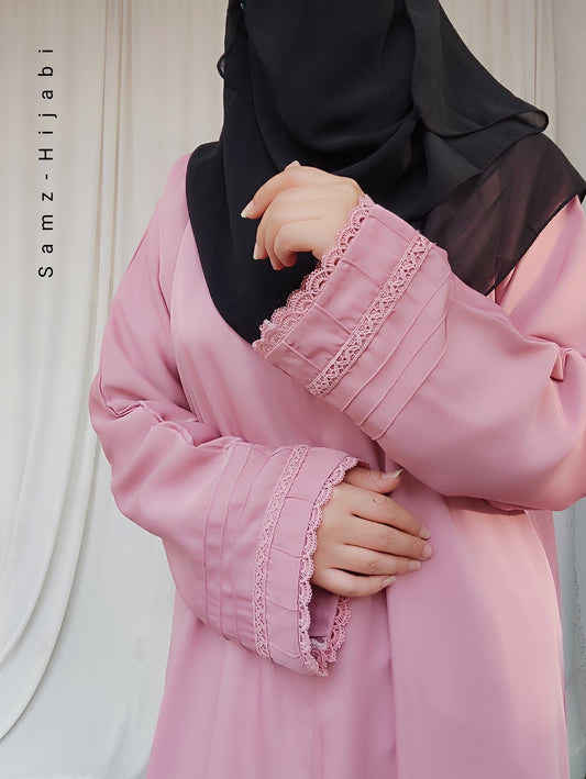 Anoshy Designer Abaya – Pink Korean Nida Elegance