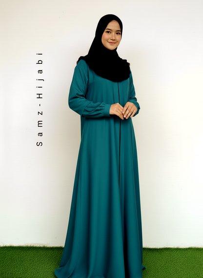 Zipper Plated Sleeves Abaya Zinc