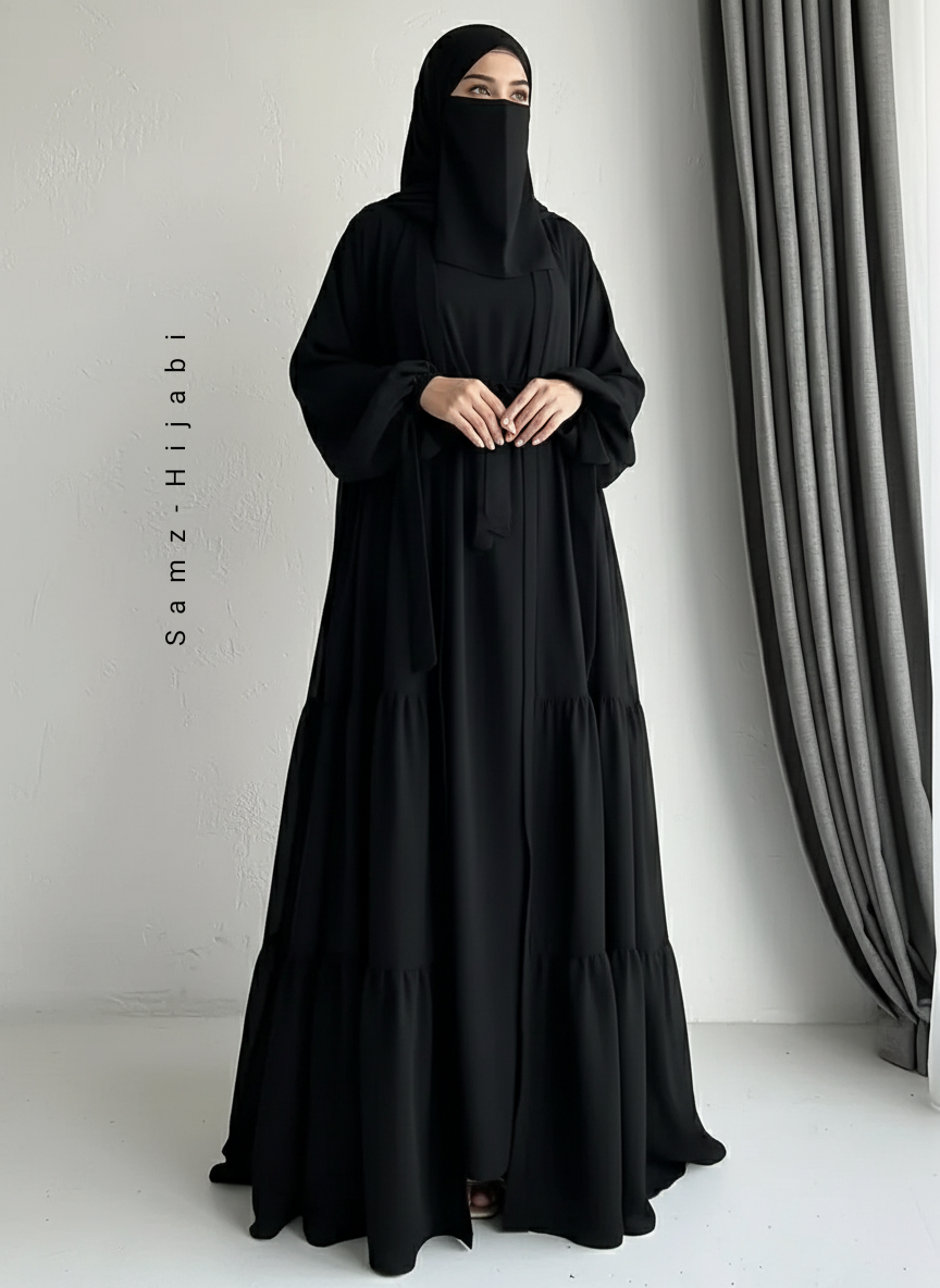 Majestic Tripal Frill Abaya