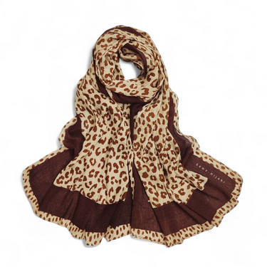 Leopard Crinkle Lawn Hijab (Cream Brown)