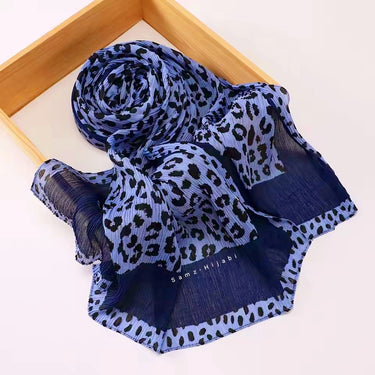 Leopard Crinkle Lawn Hijab (Blue)