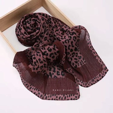 Leopard Crinkle Lawn Hijab (Plum Pink)