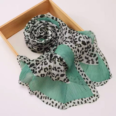 Leopard Crinkle Lawn Hijab (Aqua)