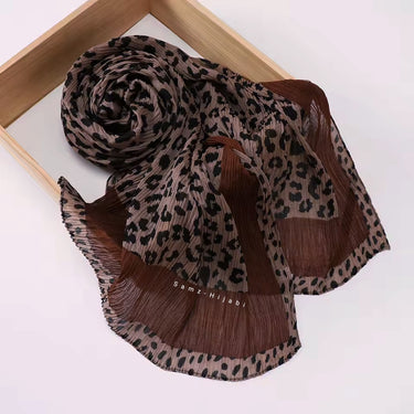 Leopard Crinkle Lawn Hijab (Choclate Brown)